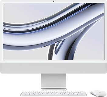 Image of Apple 2023 iMac All-in-One Desktop Computer with M3 chip: 8-core CPU, 10-core GPU, 24-inch Retina Display, 8GB Unified Memory, 256GB SSD Storage, Matching Accessories. Works with iPhone/iPad; Silver