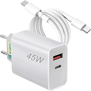 Kit Carregador Super Turbo 45W Porta Dupla (USB-C + USB-A) + Cabo USB Tipo C de 1m, Compatível com Celulares Samsung, Moto...