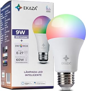 EKAZA Lâmpada Inteligente RGB, 16 milhões de cores, Wi-Fi, Compatível com Amazon Alexa e Google Assistente, 9W+3W - EKGC-T...