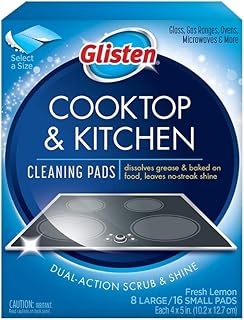 Glisten GC0608T Cooktop & Kitchen Cleaning, 8 Large/16 Small Pads, White