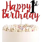 26 Pcs Red Happy Birthday Cake Topper Cartoon Cupcake Toppers Cake Decorations for Boys 1st 2nd 3rd 4th 5th 6th 7th Years Old Birthday Party Cake Decorations