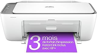 HP DeskJet 2820e Imprimante tout en un - Jet d'encre couleur – 3 mois d’Instant Ink inclus avec HP+ (Photocopie, Scan, Imp...