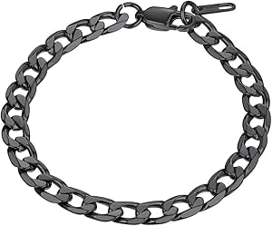 PROSTEEL Mens Cuban Link Bracelet, Black/18K Gold 316L Stainless Steel Cuban Chain Bracelet Hip Hop Jewelry, W: 6mm/9mm/13mm, L: 7.5&#34;/8.3&#34;/9&#34;, Come with Box