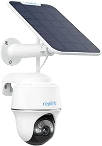 REOLINK Security Camera Wireless Outdoor, Pan Tilt Solar Powered, 5MP 2K+ Color Night Vision, 2.4/5GHz WiFi, Works with Smart Home for Surveillance, Home Hub Compatible, Argus PT + Solar Panel