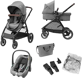 Maxi-Cosi Zelia S Trio Cochecito Bebe 3 Piezas, 0 - 4 Años, hasta 22 kg, Plegable, Compacto y Reclinable Silla de Paseo, c...