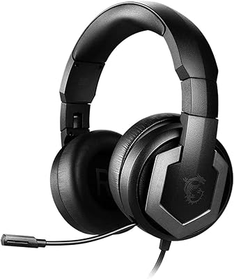 MSI Immerse GH61 Gaming Headset, Hi-Res Virtual 7.1 Surround Sound, Built-in ESS DAC & AMP, 3D Audio, Swappable Ear Cushions, 3.5mm Jack/USB, Carrying Case Included, PC/Mac/PS4/Xbox