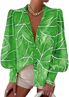 EVALESS Womens Tops Button Down Shirts Print Long Sleeve Blouses for Women Fashion 2025