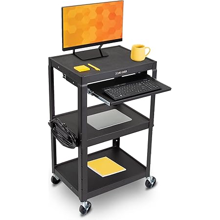 Amazon.com : Line Leader Plastic AV Cart with Keyboard Tray Mobile ...