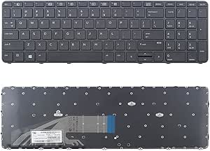 New US Black Keyboard (NO-Backlit with Frame) Replacement for HP ProBook 450 G4 455 G4 450 G3 455 G3 470 G3 Laptop English Keyboard