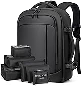 Lekespring Mochila Viaje Cabina Avion 40x20x25 (20L) | Mochila Mujer Hombre con Compartimento Húmedo - Maletas de Cabina con 6 Bolsas Organizadoras - Negocios Escuela - Negro