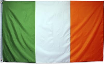 Eugenys Irish Ireland Flag 3x5 Foot - Free Irish Patch Included - Bright Vivid Colors, Durable Brass Grommets, Double Stitched, Quality Polyester - Perfect Irish National Flags for Indoor/Outdoor