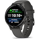 Garmin Venu 3S Slate Stainless Steel Bezel 1.2-Inch AMOLED Touchscreen Display Smart Watch with 41mm Pebble Gray Case and Silicone Band (Renewed)