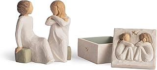 Willow Tree Heart and Soul Figure plus Friendship Keepsake Box, sculpted hand-painted 2-Piece Set