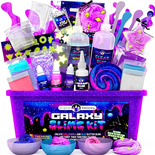 Original Stationery Store Galaxie Slijmkit met Glow in The Dark lijm en Sterrenglitter & Galaxie Doe-het-zelf Galaxie slijmki