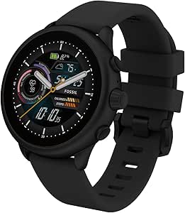 Fossil Men&#39;s or Women&#39;s Gen 6 Wellness Edition 44mm Touchscreen Silicone Smart Watch, Color: Black (Model: FTW4069V)