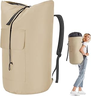 Heavy Duty Laundry Bag 115L, Sturdy Laundry Backpack Bag Extra Large, Dorm Room Essential for Guys, Khaki Laundry Bag Back...