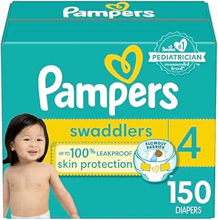 Pampers Swaddlers Diapers - Size 4, One Month Supply (150 Count), Ultra Soft Disposable Baby Diapers