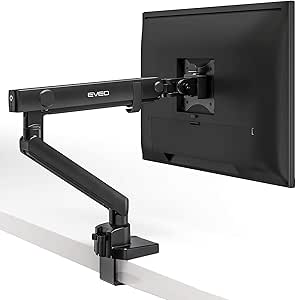 EVEO Premium Single Monitor Arm 14&#34;- 34&#34;- Monitor Arm 34 inch, Single Monitor Desk Mount, 34 inch Monitor Mount, Single Arm Monitor Mount VESA Compatible, Single Monitor Mount for PC Monitors - Black