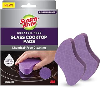 Scotch-Brite Cooktop Pad for Glass Stovetops, Chemical-Free, 2 Count (Pack of 1), Multi-Color