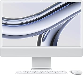 Image of Apple 2023 iMac All-in-One Desktop Computer with M3 chip: 8-core CPU, 8-core GPU, 24-inch Retina Display, 8GB Unified Memory, 256GB SSD Storage, Matching Accessories. Works with iPhone/iPad; Silver