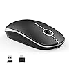 Type C Wireless Mouse，Vssoplor USB C MacBook Wireless Mouse Dual Mode 2.4G Cordless Mice with Nano USB and Type C Receiver Compatible with PC, Laptop, MacBook and All Type C Devices-Black and Silver