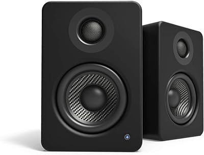 Kanto YU2MB PC Gaming Desktop Speakers | 3" Composite Drivers | 3/4" Silk Dome Tweeter | Class D Amplifier | 100 Watts | Built-in USB DAC | Subwoofer Output | Pair | Matte Black