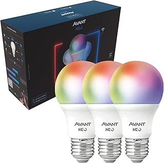 KIT 3 Lâmpadas Inteligentes LED Smart WI-FI compatível com Alexa, linha NEO, 10W, RGB, Luz branca e amarela (2700K-6500K),...