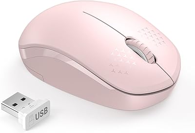 seenda Wireless Mouse, 2.4G Noiseless Mouse with USB Receiver Portable Computer Mice for PC, Tablet, Laptop, Notebook with Windows System - Pink