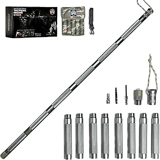 Prime Adventure Hiking Tactical Stick Walking Staff - Outdoor Multitool Gear Trekking Pole Collapsible Retractable Premium...