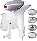 Philips Lumea Prestige Depiladora IPL, Tecnología Sense IQ, Luz Pulsada, con cable, 4 Cabezales Inteligentes (Cuerpo, Bikini, Axilas y Cara) y SmartSkin Sensor, incluye un Recortador Precisión, BRI949/50