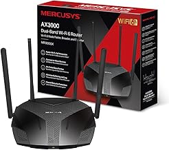 Mercusys Routeur WiFi 6 3000Mbps , Routeur WiFi Bi-Bande , 4 ports RJ45 Gigabit , 4 antennes 5dBi, MU-MIMO, WPA3, Connexio...