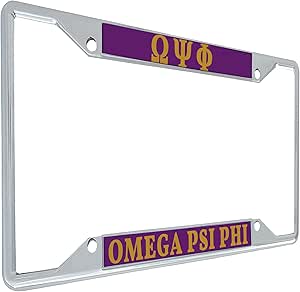 Desert Cactus Omega Psi Phi License Plate Frame Metal Car Tag Holder for Front or Back of Car Sigma (Metal Car Tag Holder - Standard)