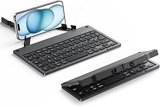 TECURS Clavier Bluetooth Pliable - Mini Clavier sans Fil 3 Canaux Bluetooth, Clavier Pliable AZERTY pour Tablette/iPad/Pho...