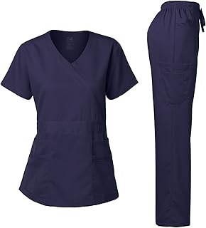 Dagacci Medical Uniform Women's Scrub Set Stretch and Soft Y-Neck Top and Pants