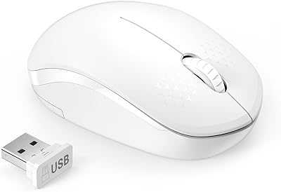 seenda Wireless Mouse, 2.4G Noiseless Mouse with USB Receiver Portable Computer Mouse for PC, Tablet, Laptop - Pure White