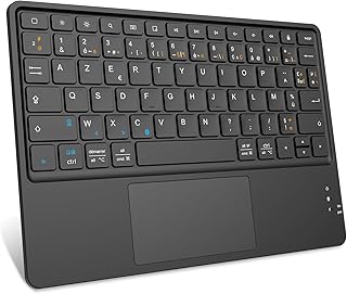 FINTIE Clavier sans Fil 10 Pouces - [AZERTY Français] Clavier Bluetooth avec Pavé Tactile, Clavier Léger Ultra-Fin pour iP...