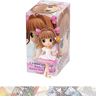 Sakura Kinomoto [A]: 14cm Q Posket Mini Statue Figurine Bundled with 1 A.C.G. Compatible Theme Trading Card (18285)