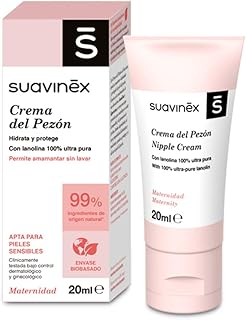 Suavinex, Crema del Pezón, Crema de Lanolina Pura para Pezones, permite Amamantar Sin Lavar, Evita la Sequedad y la Formac...