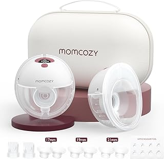 Momcozy Breast Pump Hands Free M5, Wearable Breast Pump of Baby Mouth Double-Sealed Flange with 3 Modes & 9 Levels, Electr...