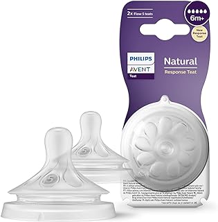 Philips Avent Tetina de biberón Natural Response: 2 tetinas de biberón de flujo 5 para bebés a partir de 6 mes, sin BPA (m...