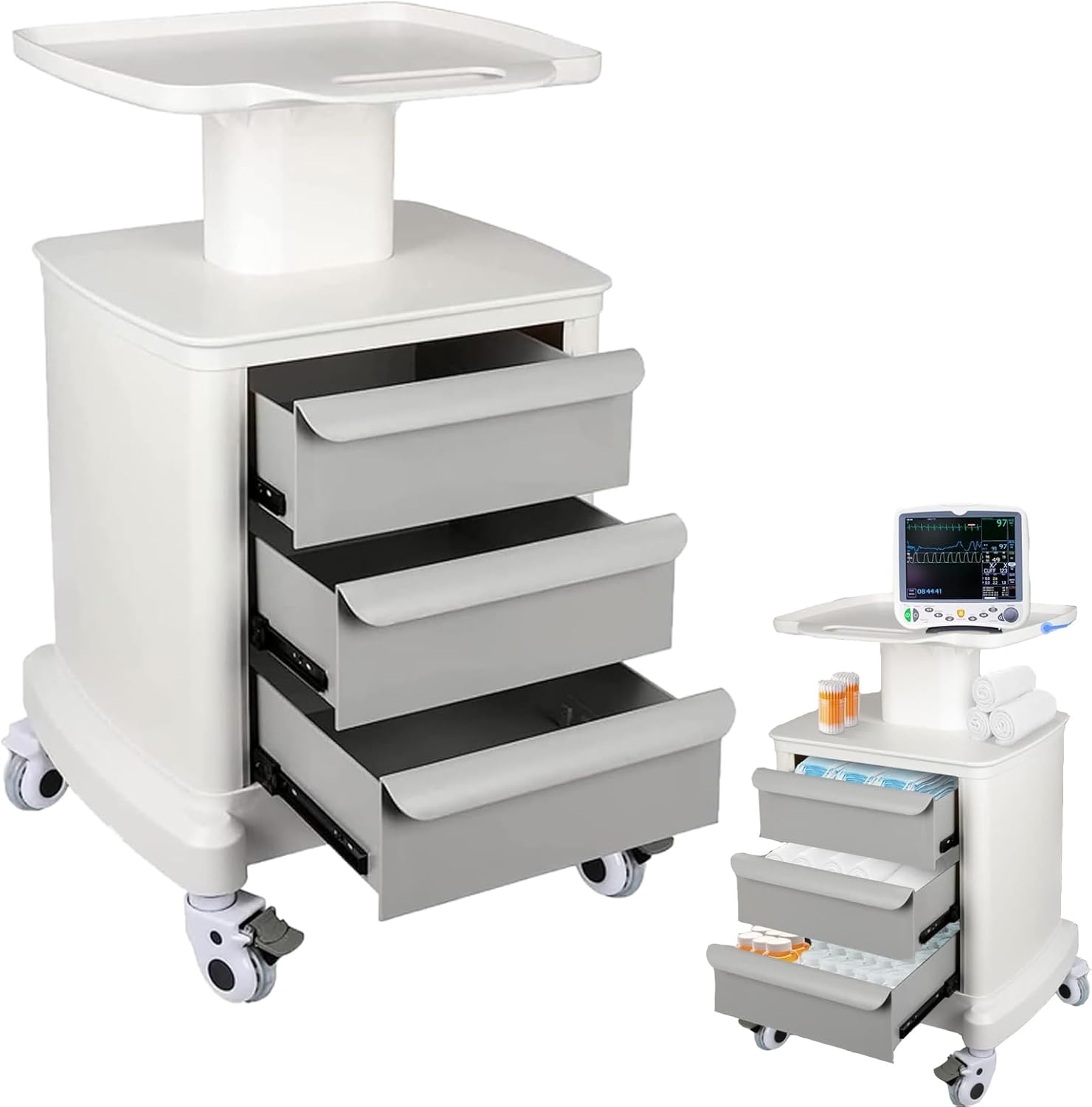 Amazon.com: Mobile Ultrasound Cart, Medical Trolley Cart with 3 Drawer ...