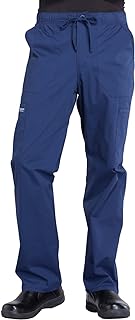 Cherokee Men's Scrub Pants Tapered Leg with Elastic Waistband Zip Fly Front and 5 Pockets WW190