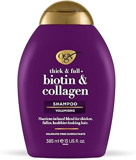 OGX Biotine & Collagen Shampoo (385 ml), shampoo met biotine, collageen en gehydrolyseerde tarweproteïne, zonder sulfaten ...