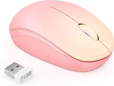 seenda Wireless Mouse, 2.4G Noiseless Mouse with USB Receiver Portable Computer Mice for PC, Tablet, Laptop, Notebook with Windows System - Gradient Pink