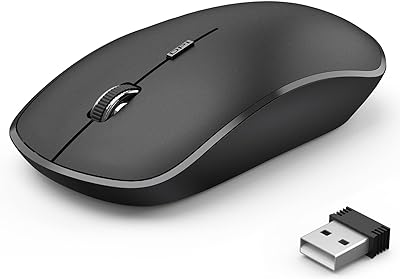 JOYACCESS Wireless Mouse, 2.4G Portable Slim Silent Computer Mouse Wireless with USB Nano Receiver, 2400 DPI, for Notebook, Laptop, PC - Black