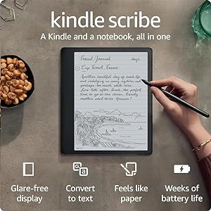 Amazon Kindle Scribe (16 GB) - 10.2” 300 ppi Paperwhite display, a Kindle and a notebook all in one, convert notes to text and share, includes Basic Pen