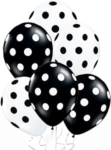 AnnoDeel 50 Pcs 12&#34; Latex Balloons, Black and White Polka Dot Balloons for Brithday Balloon Wedding Balloon decoration