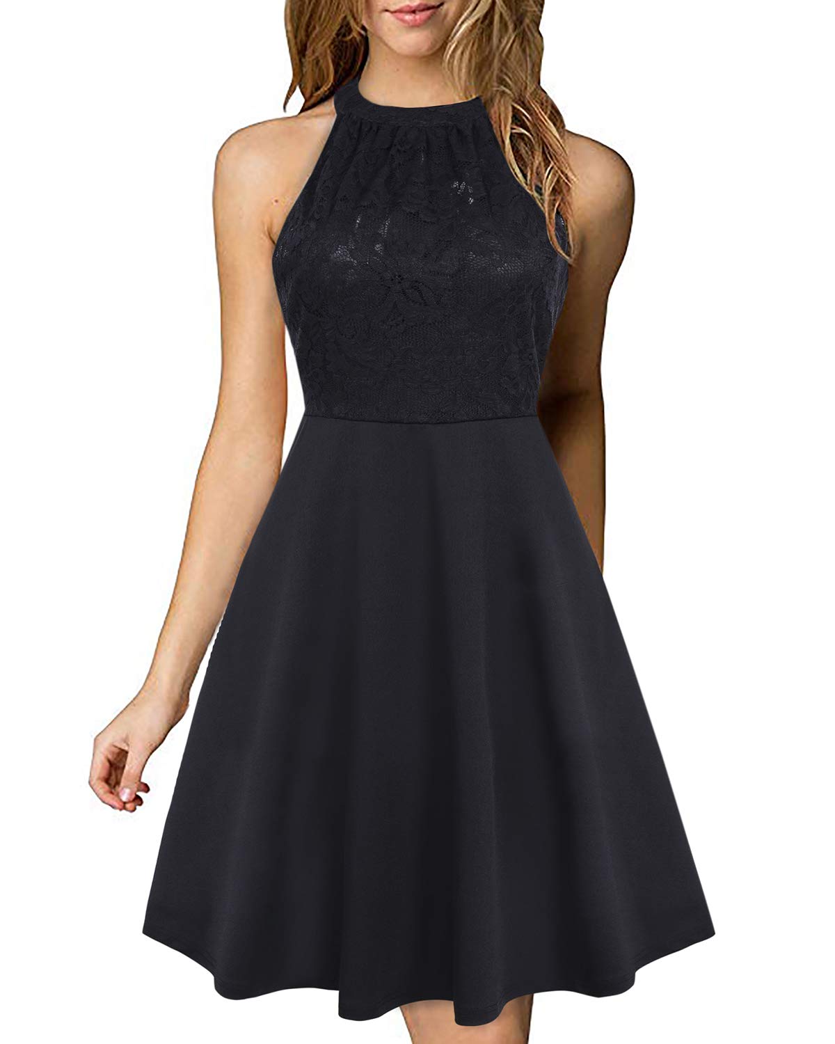 Halter black cocktail dress