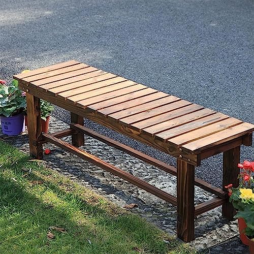 YangAera Outdoor Garden Benches Weatherproof Patio Bench Two-Person Seat Backless Bench Wood Bench with Slatted High Temperature Bench for Front Porch Backyard (Upgraded to Prevent Fading) 90cm Bench