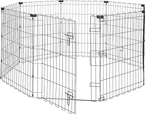 Amazon Basics Foldable Metal Exercise Pet Play Pen for Dogs, Single Door, 60 x 60 x 30 Inches, Black